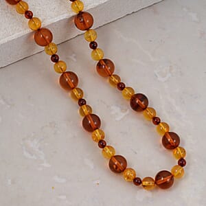 Baltic Amber Beaded Necklace in Sterling Silver (23 Inches)