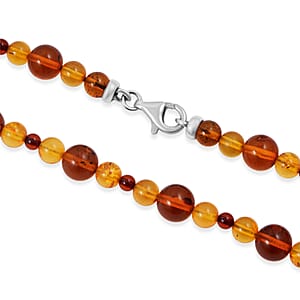 Baltic Amber Beaded Necklace in Sterling Silver (23 Inches)