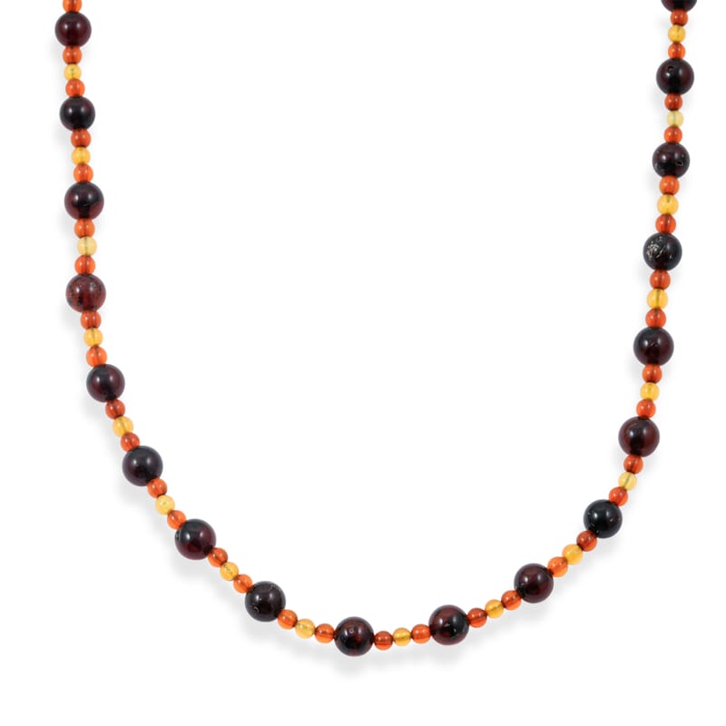 Baltic Amber Station Necklace in Sterling Silver (24 Inches)
