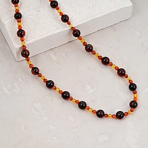 Baltic Amber Beaded Necklace in Sterling Silver (24 Inches)