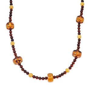 Baltic Amber Beaded Necklace in Sterling Silver (24 Inches)
