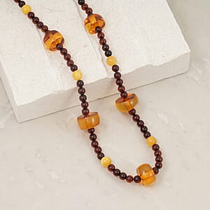 Baltic Amber Beaded Necklace in Sterling Silver (24 Inches)