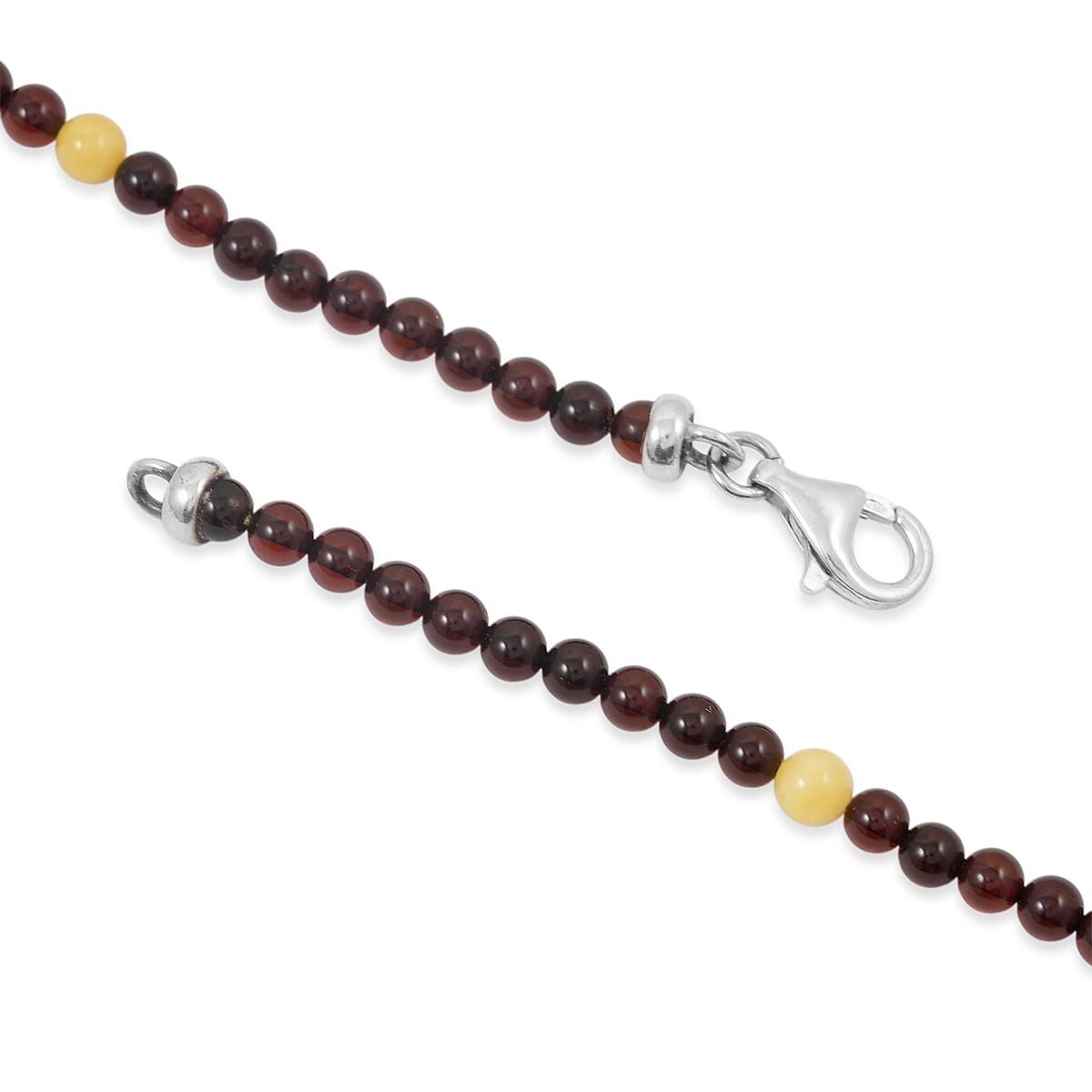 Baltic Amber Beaded Necklace in Sterling Silver (24 Inches) image number 3