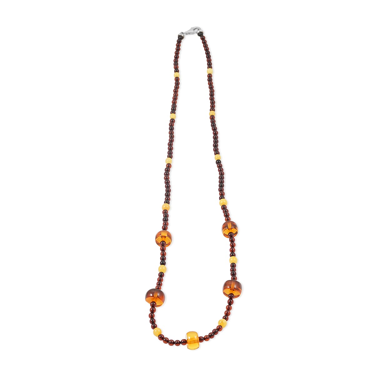 Baltic Amber Beaded Necklace in Sterling Silver (24 Inches) image number 4