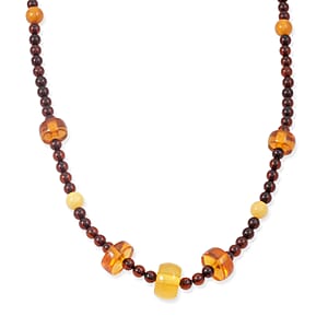 Baltic Amber Beaded Necklace in Sterling Silver (24 Inches)
