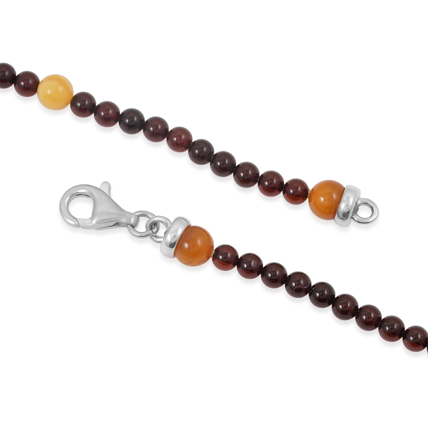Baltic Amber Beaded Necklace Sterling Silver (24 Inches)