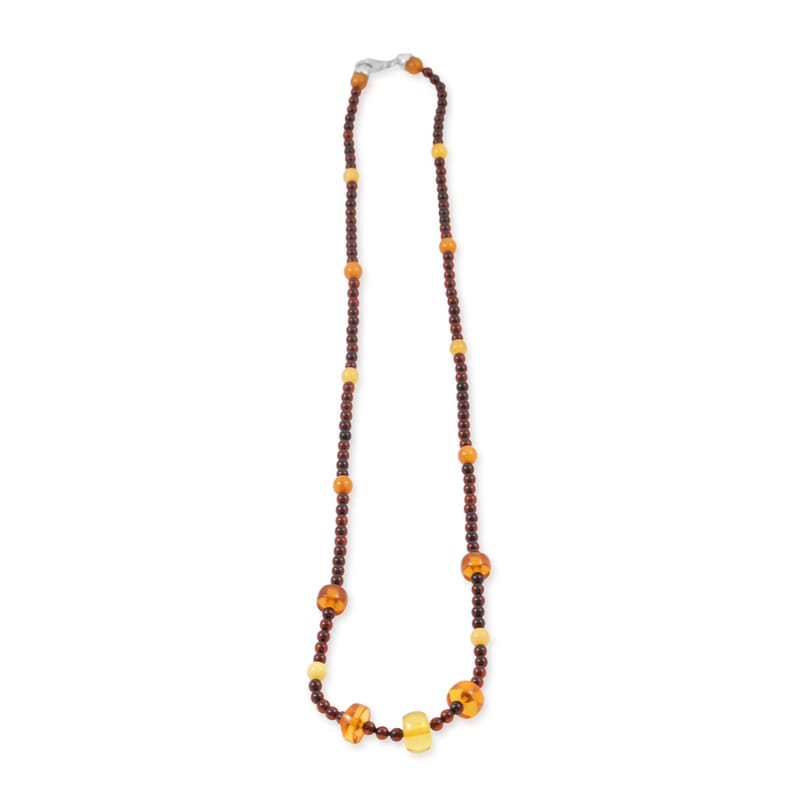 Baltic Amber Beaded Necklace in Sterling Silver (24 Inches)