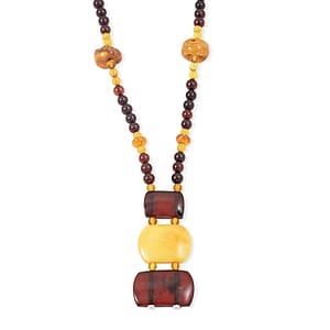 Baltic Amber Beaded Necklace in Sterling Silver (24 Inches)