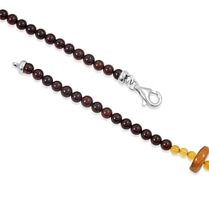 Baltic Amber Beaded Necklace in Sterling Silver (24 Inches)