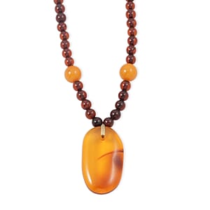 Baltic Amber Beaded Necklace in Sterling Silver (25 Inches)