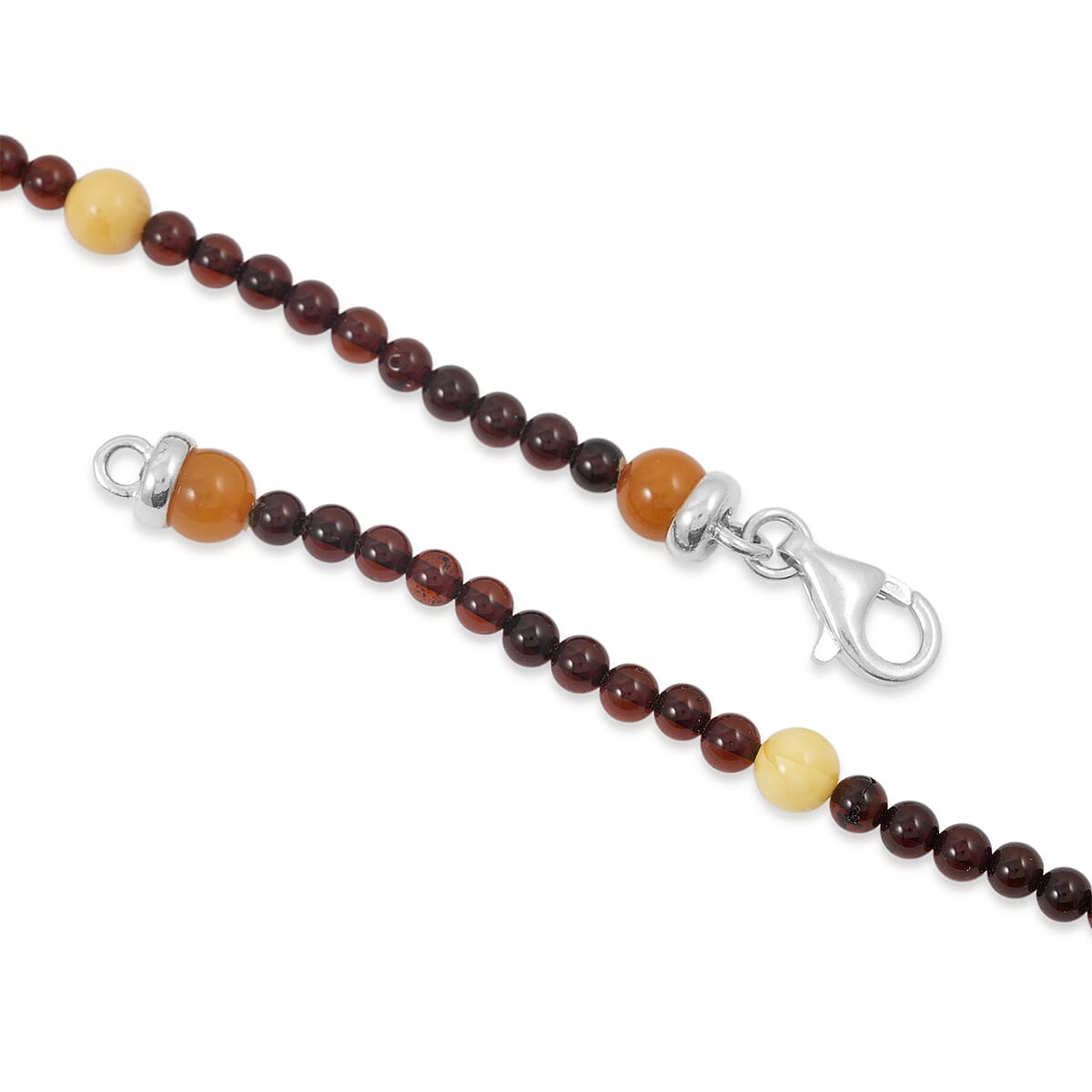 Baltic Amber Beaded Necklace in Sterling Silver (25 Inches) image number 3