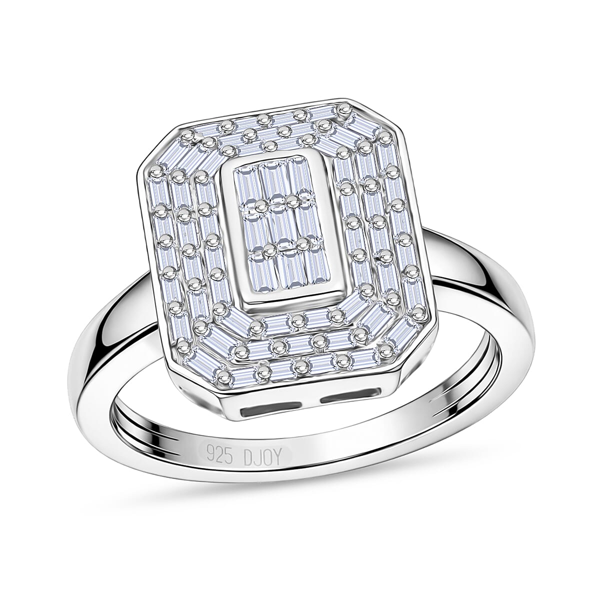 D'Joy Diamond 0.50 ctw Cluster Halo Ring in Rhodium Over Sterling Silver (Size  10.0)
