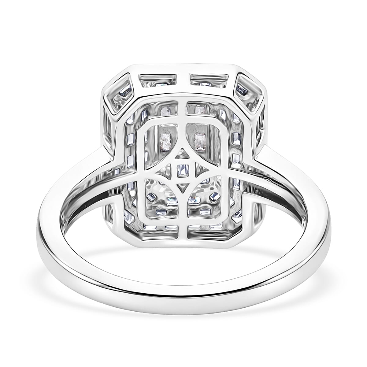 D'Joy Diamond 0.50 ctw Cluster Halo Ring in Rhodium Over Sterling Silver (Size  10.0)