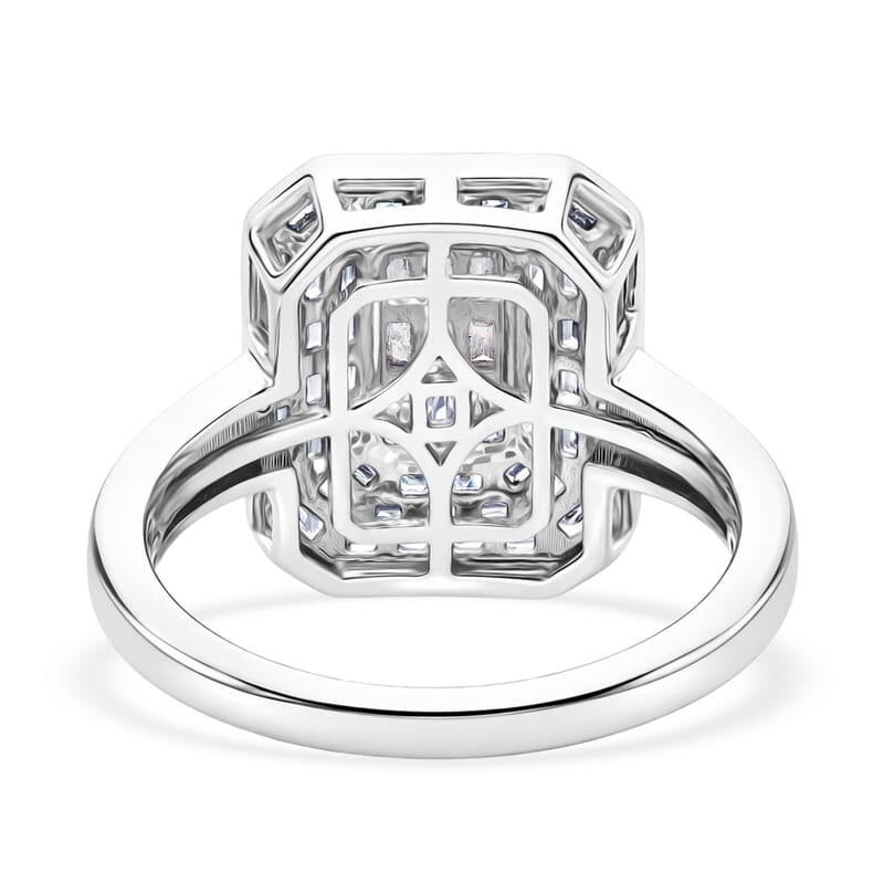 D'Joy Diamond 0.50 ctw Cluster Halo Ring in Rhodium Over Sterling Silver (Size  10.0)