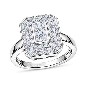 D'Joy Diamond 0.50 ctw Cluster Halo Ring in Rhodium Over Sterling Silver (Size 7.0)