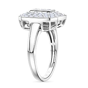 D'Joy Diamond 0.50 ctw Cluster Halo Ring in Rhodium Over Sterling Silver (Size 8.0)