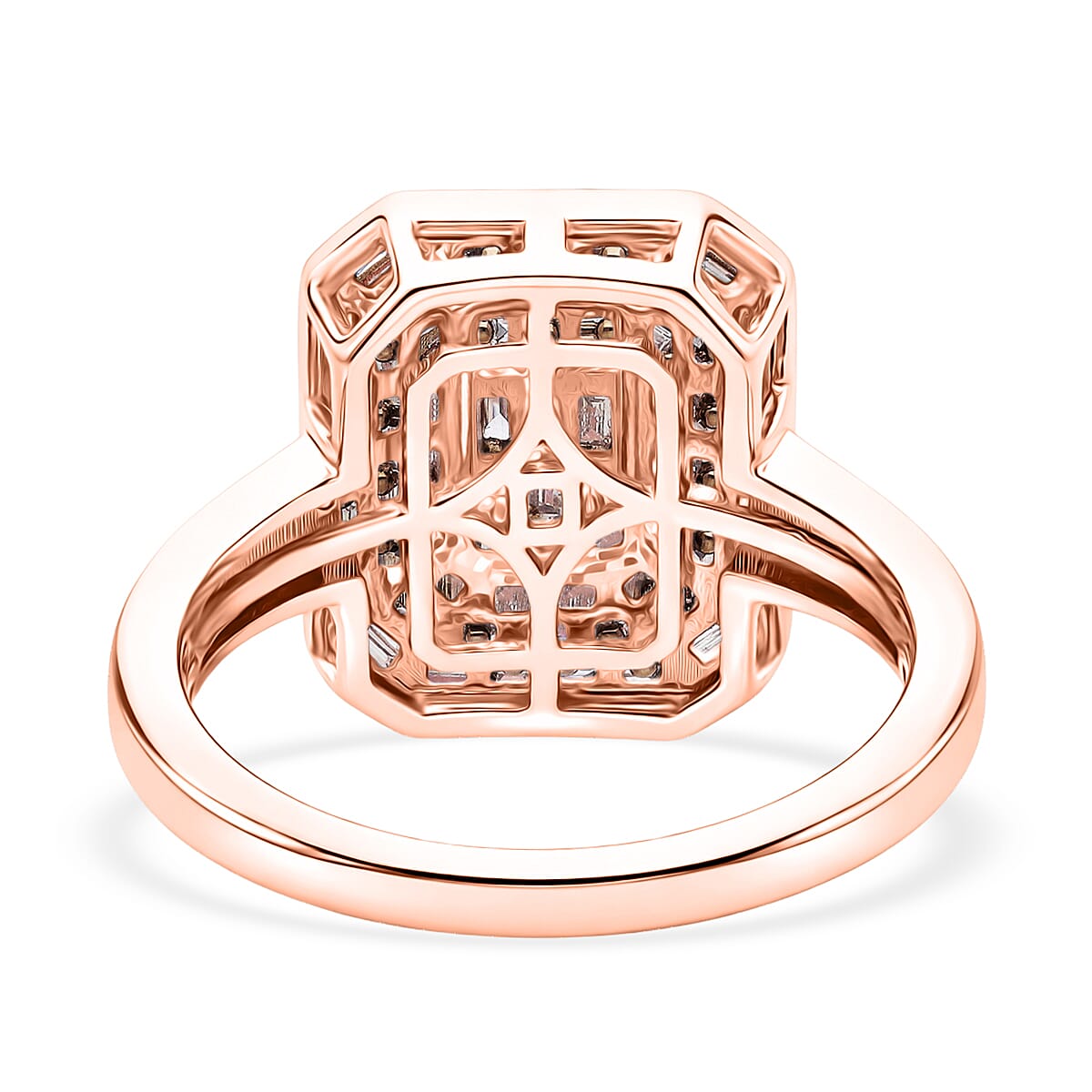 D'Joy Natural Champagne Diamond 0.50 ctw Cluster Halo Ring in 18K Vermeil Rose Gold Over Sterling Silver (Size 10.0) image number 4