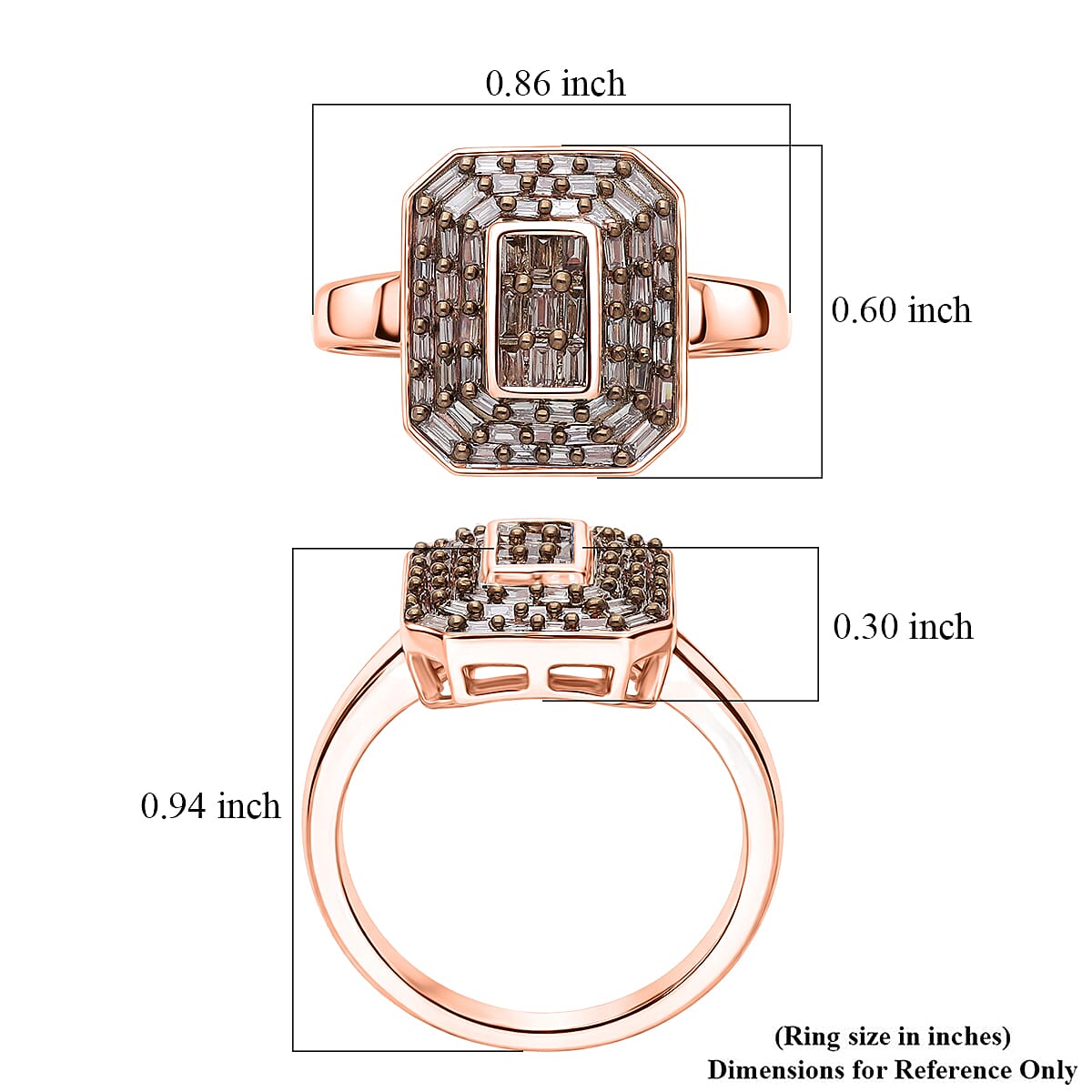D'Joy Natural Champagne Diamond 0.50 ctw Cluster Halo Ring in 18K Vermeil Rose Gold Over Sterling Silver (Size 9.0) image number 5