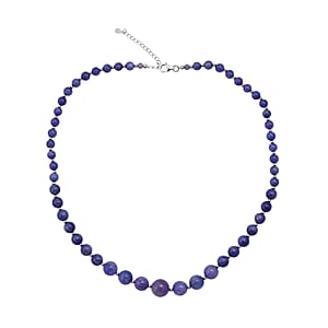 Tanzanite 191.00 ctw Beaded Necklace (18 Inches) in Sterling Silver