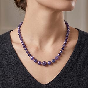 Tanzanite 191.00 ctw Beaded Necklace (18 Inches) in Sterling Silver