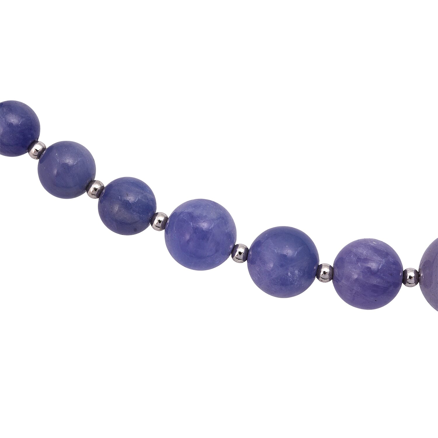 Tanzanite 191.00 ctw Beaded Necklace (18 Inches) in Sterling Silver