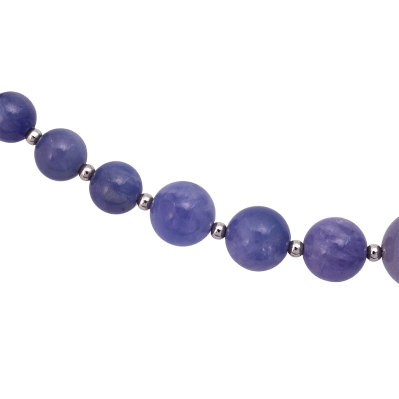 Tanzanite 191.00 ctw Beaded Necklace (18 Inches) in Sterling Silver