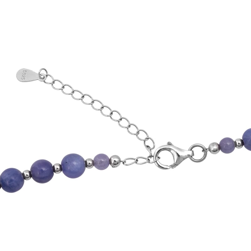 Tanzanite 191.00 ctw Beaded Necklace (18 Inches) in Sterling Silver