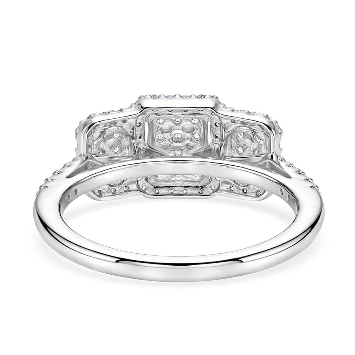 D'Joy Diamond 0.33 ctw Multi-row Cluster Ring in Rhodium Over Sterling Silver (Size  7.0)