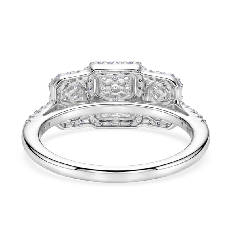 D'Joy Diamond 0.33 ctw Multi-row Cluster Ring in Rhodium Over Sterling Silver (Size  7.0)