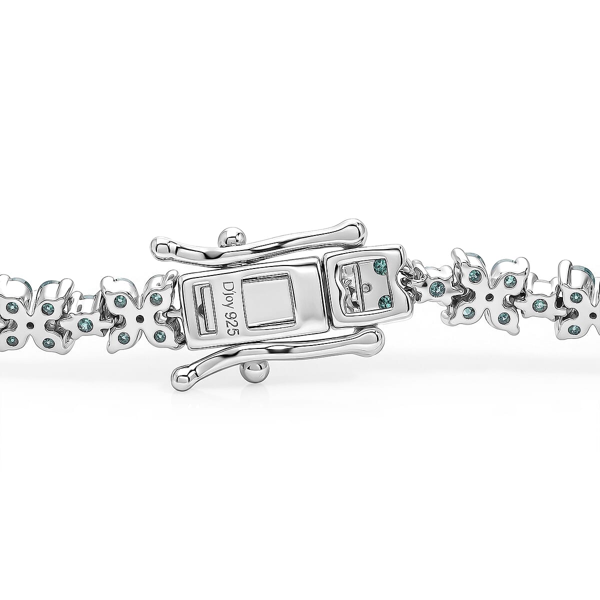 D'Joy Natural Blue Diamond 4.00 ctw Blooming Flower Bracelet in Rhodium Over Sterling Silver (7.25 In) image number 2