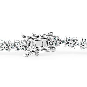 D'Joy Natural Blue Diamond 4.00 ctw Blooming Flower Bracelet in Rhodium Over Sterling Silver (7.25 In)