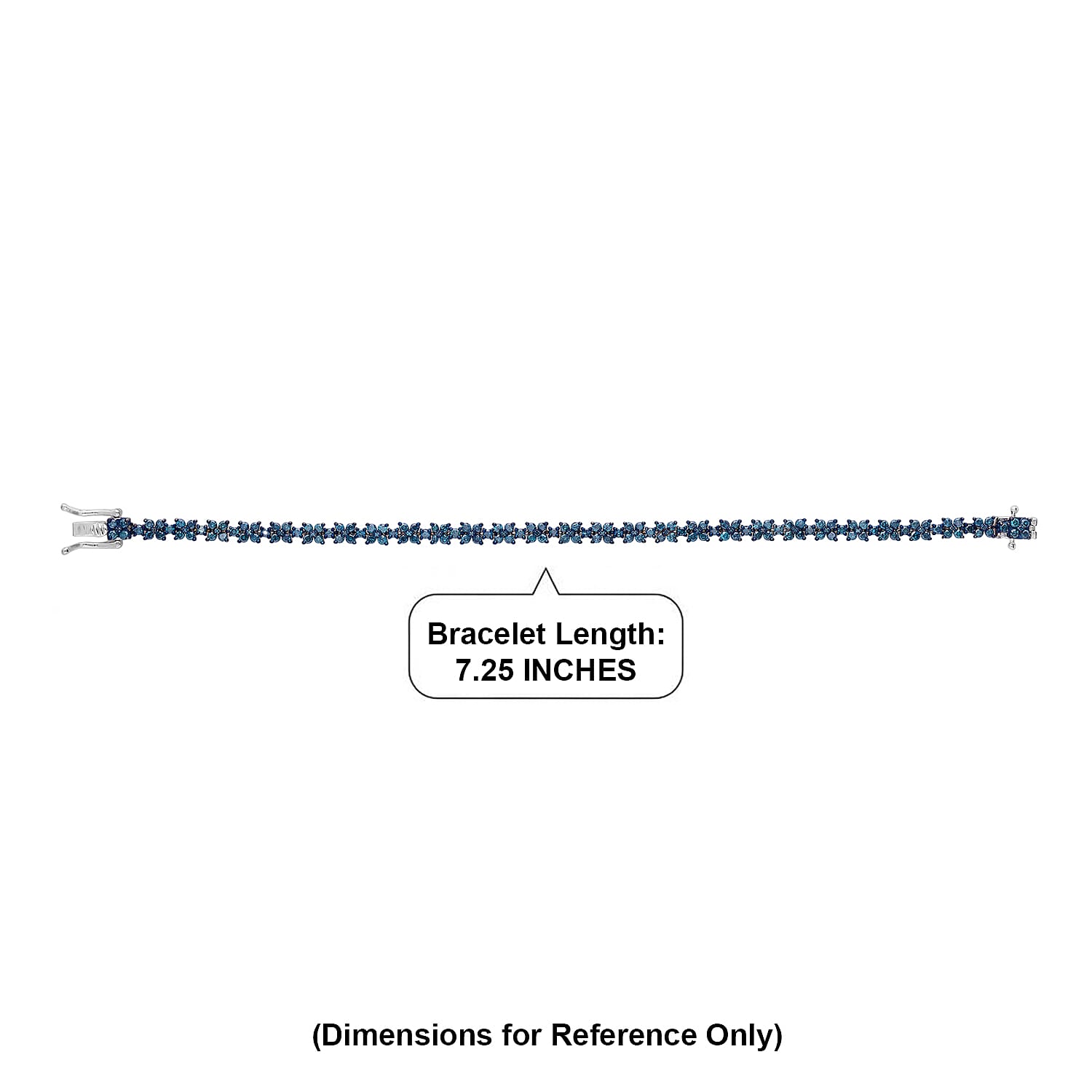 D'Joy Blue Diamond (IR) 4.00 ctw Blooming Flower Bracelet in Rhodium Over Sterling Silver (7.25 In)