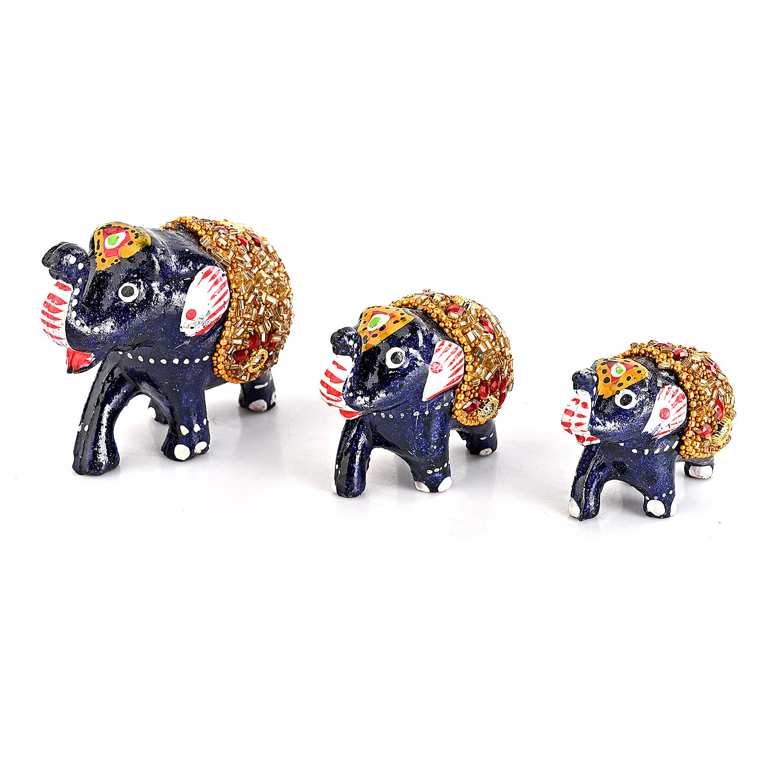Livmore Black and Golden Set of 3 Plastic Elephant