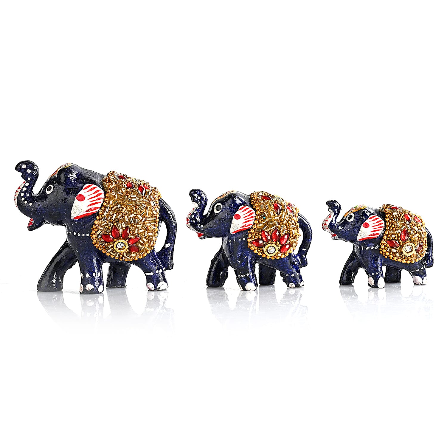 Livmore Black and Golden Set of 3 Plastic Elephant