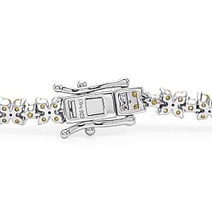 D'Joy Natural Yellow Diamond 4.00 ctw Blooming Flower Bracelet in Rhodium Over Sterling Silver (7.25 In)