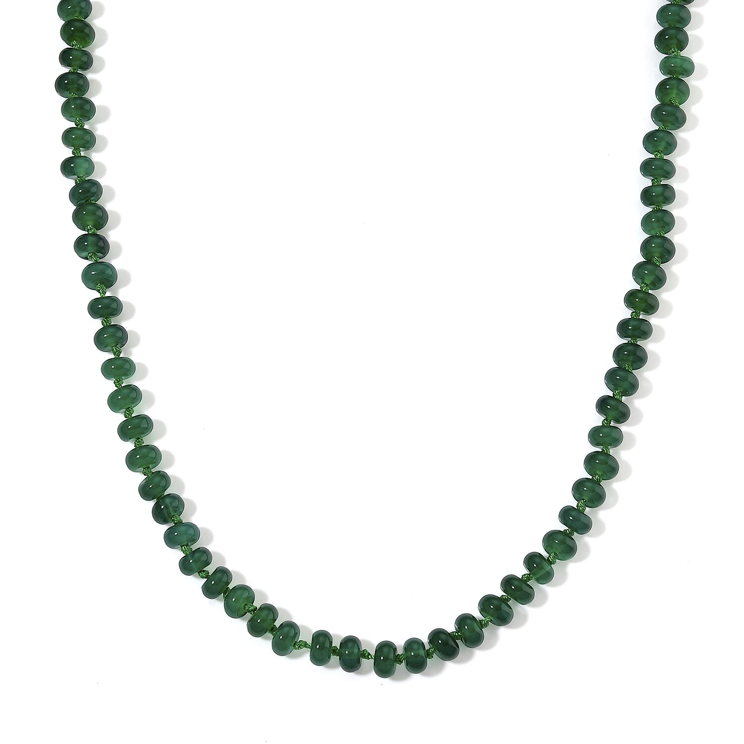 Verde Onyx 180.00 ctw Rondelle Beaded Elegance Necklace in Stainless Steel 18-20 Inches