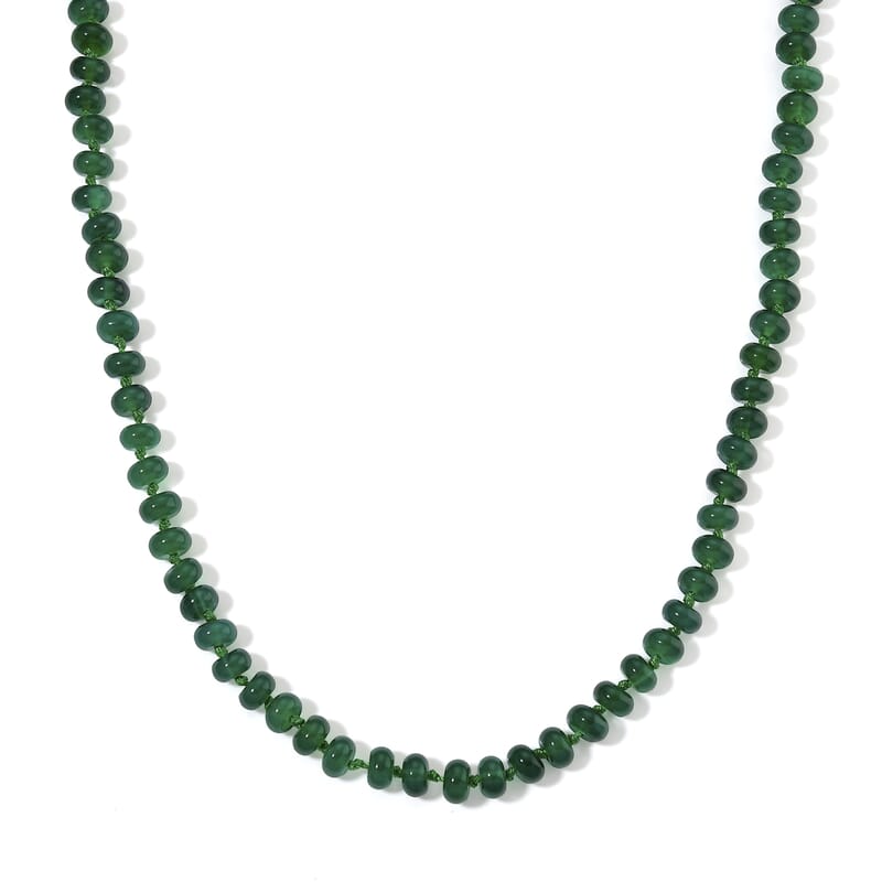 Verde Onyx 180.00 ctw Rondelle Beaded Elegance Necklace in Stainless Steel 18-20 Inches
