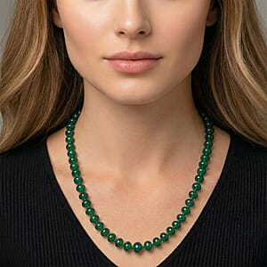 Verde Onyx 180.00 ctw Rondelle Beaded Elegance Necklace in Stainless Steel 18-20 Inches