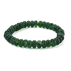 Verde Onyx 100.00 ctw Rondelle Beaded Stretch Bracelet
