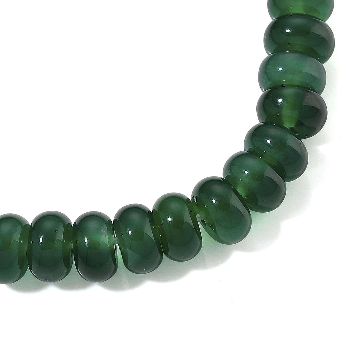 Verde Onyx 100.00 ctw Rondelle Beaded Stretch Bracelet image number 3