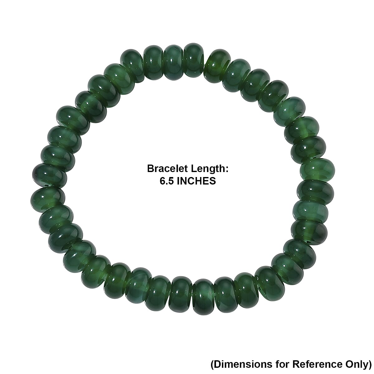 Verde Onyx 100.00 ctw Rondelle Beaded Stretch Bracelet image number 4