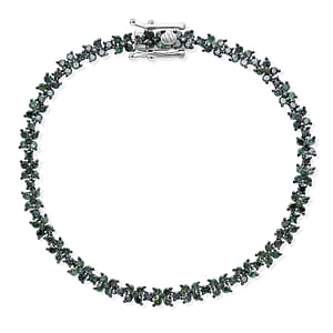 D'Joy Natural Green Diamond 4.00 ctw Blooming Flower Bracelet in Rhodium Over Sterling Silver (7.25 In)