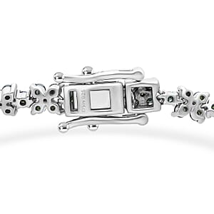 D'Joy Natural Green Diamond 4.00 ctw Blooming Flower Bracelet in Rhodium Over Sterling Silver (7.25 In)