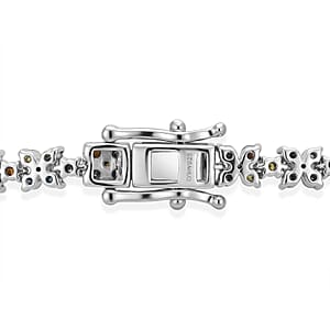 D'Joy Natural Multi Diamond 4.00 ctw Blooming Flower Bracelet in Rhodium Over Sterling Silver (7.25 In)