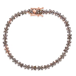 D'Joy Natural Champagne Diamond 4.00 ctw Blooming Flower Bracelet in 18K Vermeil Rose Gold Over Sterling Silver (7.25 In)