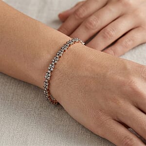 D'Joy Natural Champagne Diamond 4.00 ctw Blooming Flower Bracelet in 18K Vermeil Rose Gold Over Sterling Silver (7.25 In)