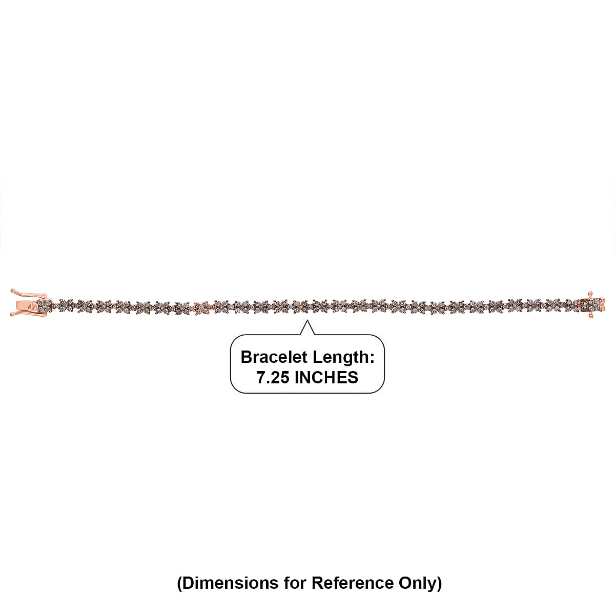 D'Joy Natural Champagne Diamond 4.00 ctw Blooming Flower Bracelet in 18K Vermeil Rose Gold Over Sterling Silver (7.25 In) image number 4