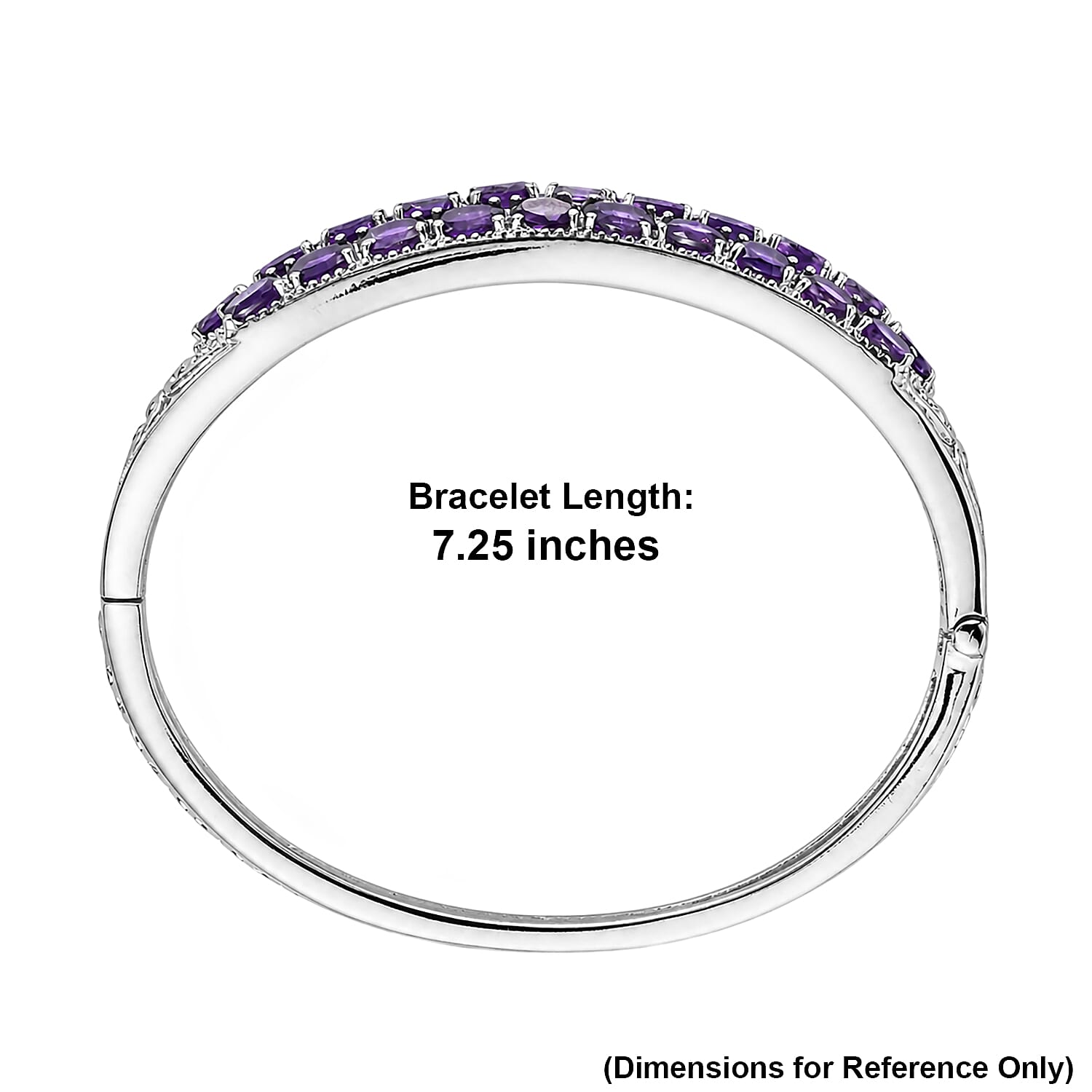 EverTrue African Ametyst Bangle Bracelet in Stainless Steel (7.25 In) 14.80 ctw
