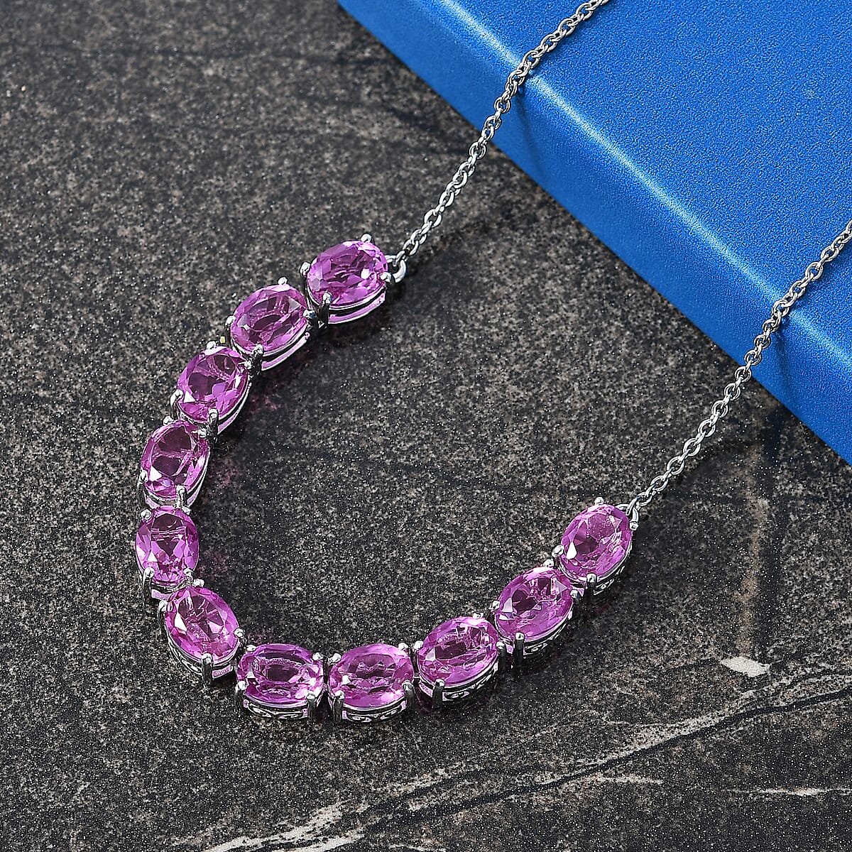 EverTrue African Lilac Quartz (Triplet) 16.30 ctw Necklace in Platinum Bond 18 Inches image number 1