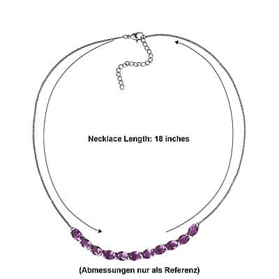 EverTrue African Lilac Quartz (Triplet) 16.30 ctw Radiant Rosary Glow Necklace in Platinum Bond and Stainless Steel 18 Inches